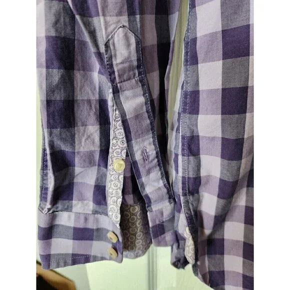 TED BAKER Endurance Men’s Flip Cuff Shirt Plaid Purple Sz 16 34/35 US Sz L NWOT - Picture 3 of 6
